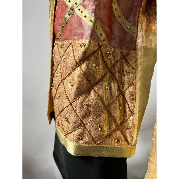 Seventh Avenue Womens Jacket Coat Multicolor Gold Patchwork Buttons Beaded M New - Picture 7 of 12